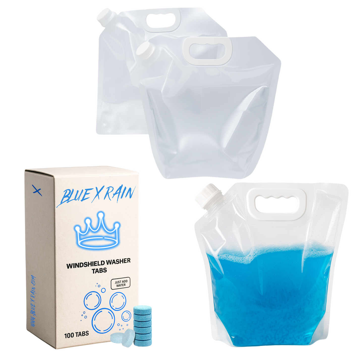 Blue X Rain Windshield Washer Tablets (100 Tabs)